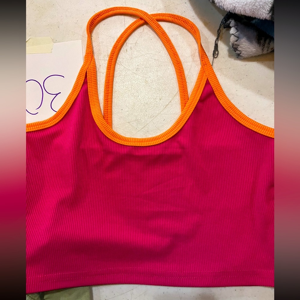 pink and orange tank crop top